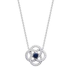 Collier argent oxydes de zirconium et saphir synthétique de 4 mm - Bijouterieonline.com