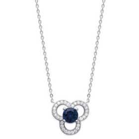 Collier argent oxydes de zirconium et saphir synthétique - Bijouterieonline.com