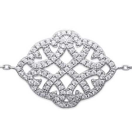 Bracelet argent médaillon style 1800 pavé