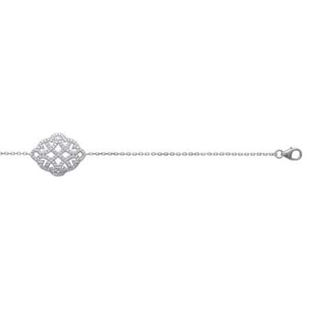 Bracelet argent médaillon style 1800 pavé -1