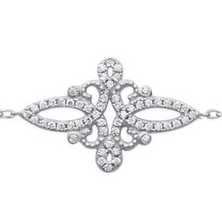 Bracelet argent motif style 1800 pavé