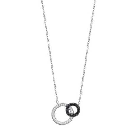 Collier argent motif éclipse, zirconias blanc de 13 mm