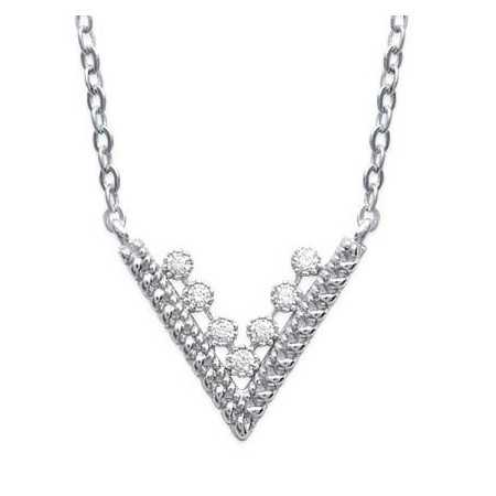 Collier argent oxydes de zironium micro serti en V