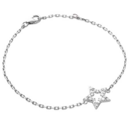 Bracelet argent étoile ajourée pavée d'oxydes de zirconium