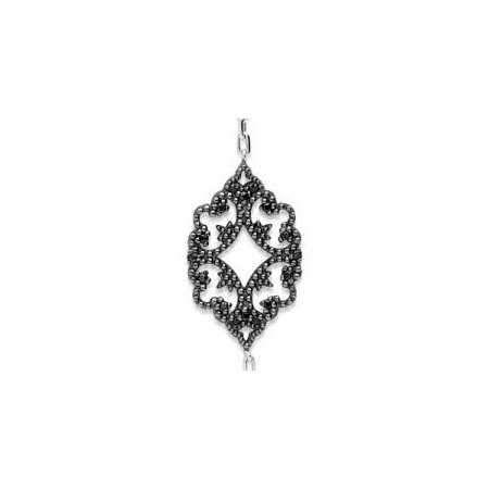 Collier sautoir argent motifs baroques pavé