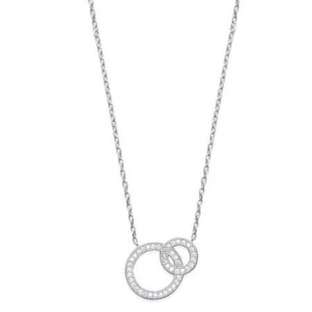 Collier argent motif éclipse, oxydes de zirconium blanc de 13 mm