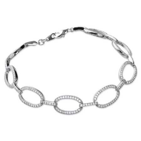 Bracelet argent maille avec segments pavés