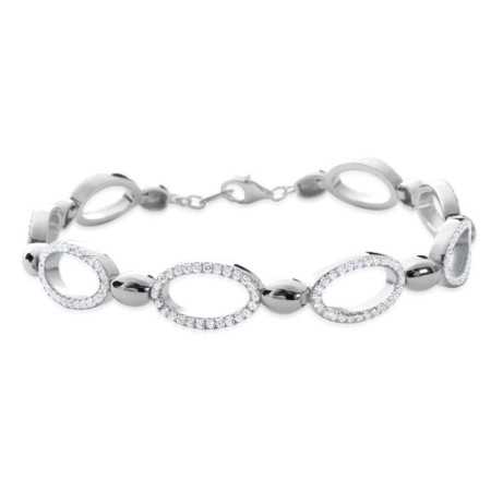 Bracelet argent maille pavés d'oxydes de zirconium blanc