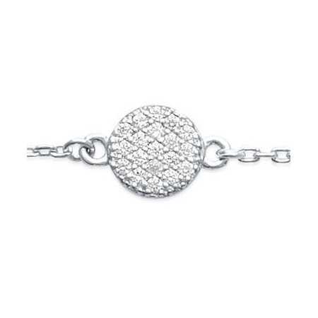 Bracelet argent médaillon pavé d'oxydes de zirconium de 7 mm