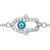 Bracelet argent main de fatma et oeil bleu