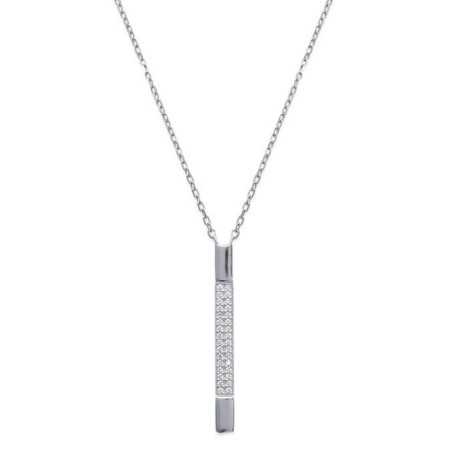 Collier argent oxydes de zirconium blanc