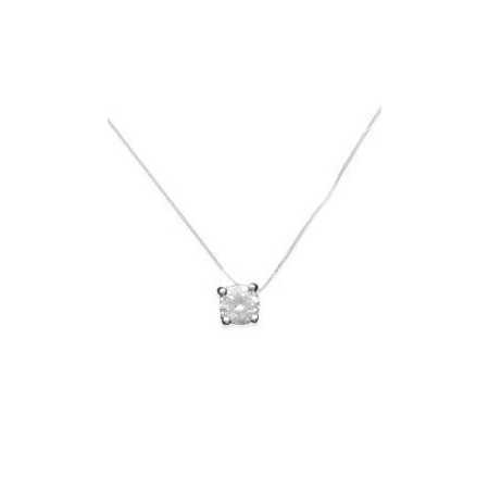 Collier argent pendentif solitaire oxyde de zirconium blanc de 4 mm