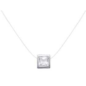 Collier fil nylon zirconium blanc carré de 5 mm