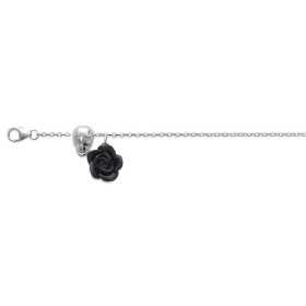Bracelet argent tête de mort gothique et rose - Bijouterieonline.com