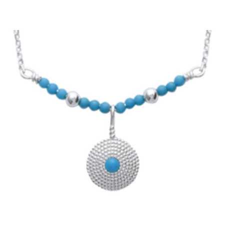 Collier argent turquoise d'imitation