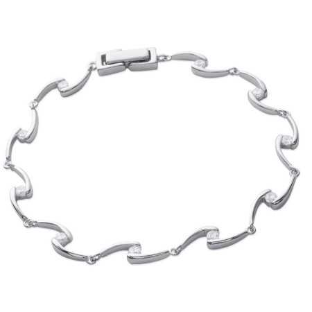 Bracelet argent motifs façon vagues avec zirconias