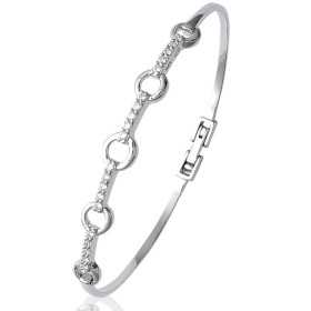 Bracelet jonc argent barettes pavé d'oxydes de zirconium