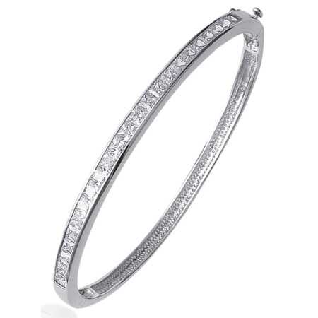 Bracelet jonc argent demis tour d'oxydes de zirconium