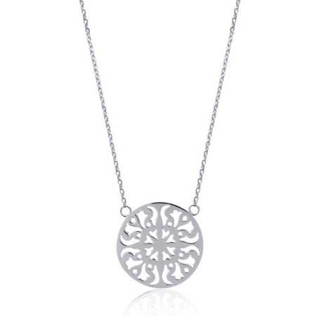 Collier argent ornement ajouré au décor solaire de 25 mm