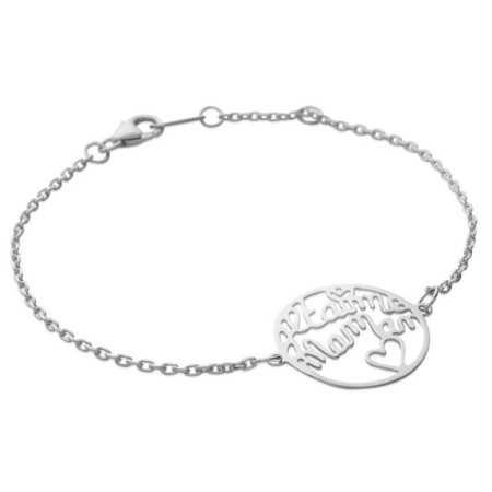 Bracelet argent Je t'aime maman dans un cercle ajouré de 18 mm