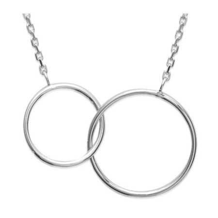 Collier argent bulles entrelacées toi et moi de 20 mm