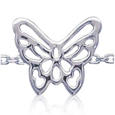 Bracelet argent médaillon papillon ajouré de 19 mm