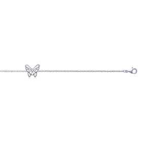 Bracelet argent médaillon papillon ajouré de 19 mm - Bijouterieonline.com
