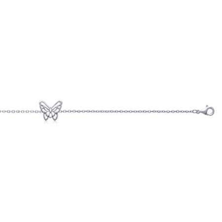 Bracelet argent médaillon papillon ajouré de 19 mm