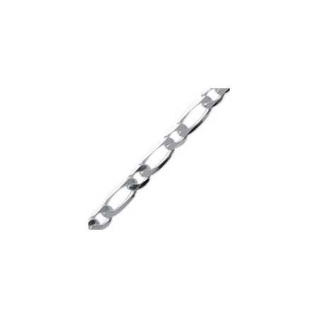 Chaîne en argent maille figaro  diamantée 6 mm