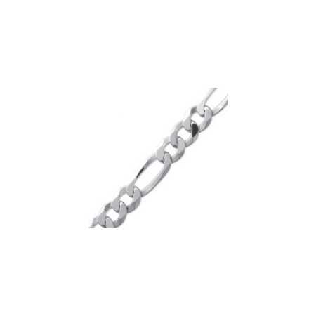 Chaîne en argent maille figaro  diamantée 3 mm