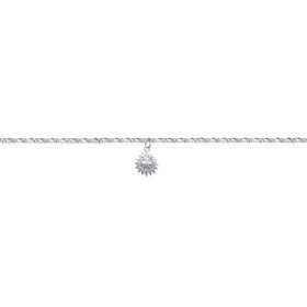 Chaîne de cheville en argent avec breloque soleil - Bijouterieonline.com