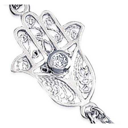 Parure de main en argent avec main de fatma filigranée