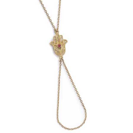 Parure de main plaqué or avec main de fatma filigranée - Bijouterieonline.com