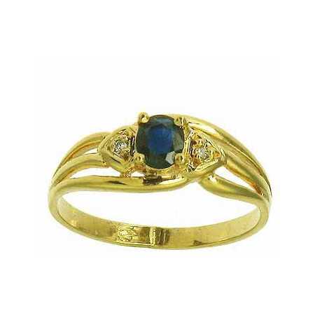 Bague cherine en or avec saphir et diamants