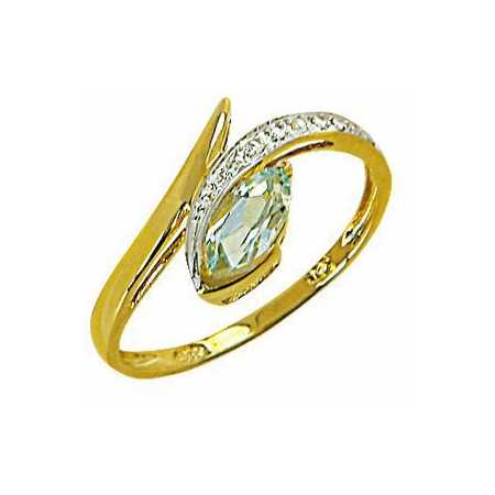 Bague flore en or avec aigue marine