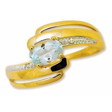 Bague guenaelle en or avec aigue marine