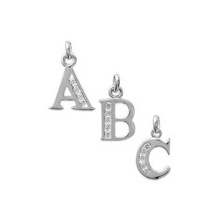 Pendentif lettre en argent et oxydes de zirconium - Bijouterieonline.com