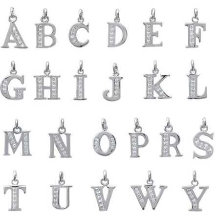 Pendentif lettre en argent et oxydes de zirconium - Bijouterieonline.com