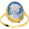 Bague torsade or avec camée porcelaine bleue