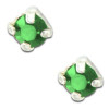 Clous d'oreilles en argent et cristal vert taille ronde