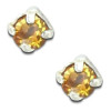 Clous d'oreilles en argent et cristal orange rond
