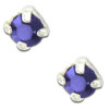 Clous d'oreilles en argent et cristal bleu rond