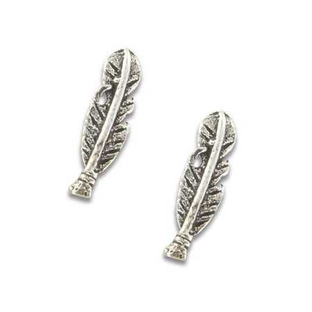 Clous d'oreilles plumes en argent