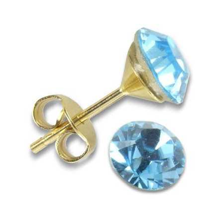 Clous d'oreilles plaqué or avec cristals de swarovski bleu