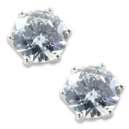 Clous d\'oreilles en argent avec oxydes de zirconium de 10 mm. - Bijouterieonline.com