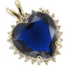 Gros pendentif coeur imitation saphir et oxydes de zirconium