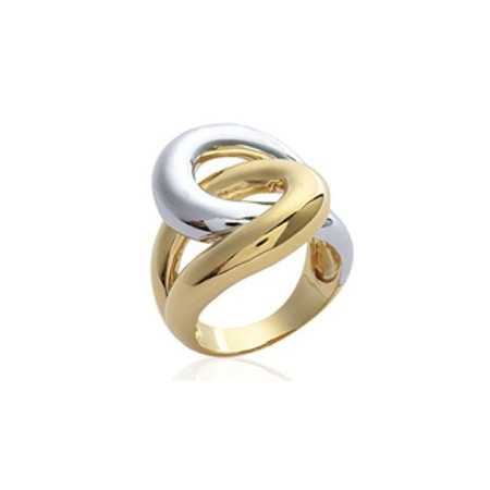 Bague plaqué or bicolore anneaux entrelacés