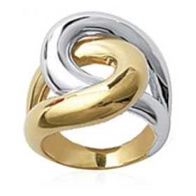 Bague plaqué or bicolore anneaux toi et moi ø 56 - Bijouterieonline.com