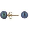 Clous d'oreilles or et perles noire