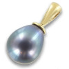 Pendentif or et perle de culture noir poire